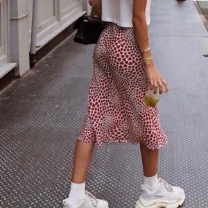 Realisation Par Red and White Midi Skirt